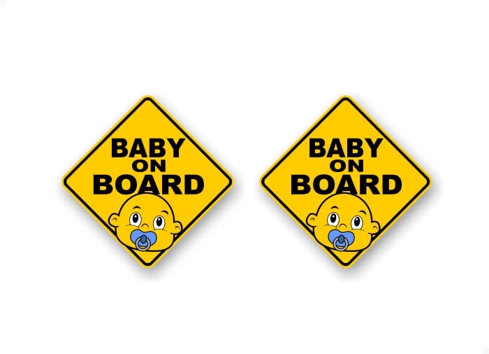 Baby On Board Vinyl Yellow Diamond Decals Car Safety Stickers Cute Design Kids Child Onboard Caution Warning Sign Sticker Decal -Street Legal Decals