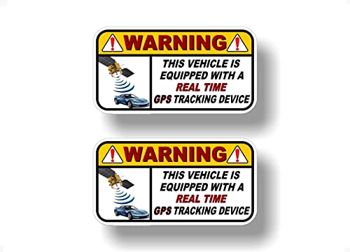 2 Warning Vehicle Equipped Real Time GPS Tracking Device 5'' Decals Car Alarm Anti Theft Protection Vinyl Stickers -Street Legal Decals