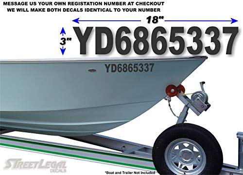 2 Custom Boat Registration Numbers 3"x 18" Sticker Decals Fishing Water Craft Personalized Vinyl Stickers -Street Legal Decals