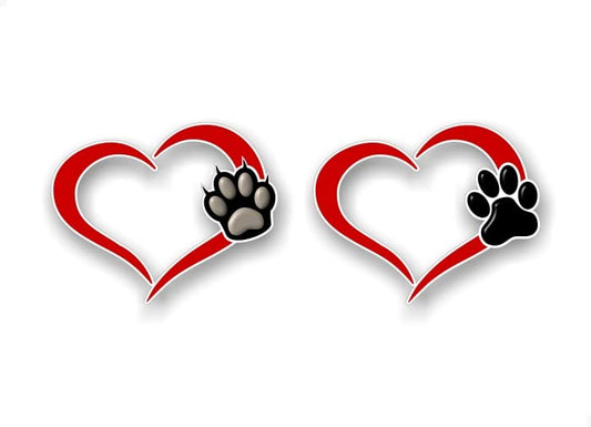 2- Paw Heart 5'' Decals Kitten Love Breed Pet Paws Cute Car Sticker Decal Pet Adoption Rescue Kennel SUV Animal Shelter Vinyl Stickers -Street Legal Decals