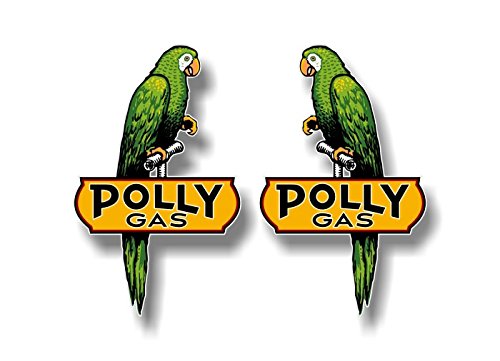 (2) Vintage Polly Gasoline Left/Right Parrot Gas Pump Decals-Street Legal Decals