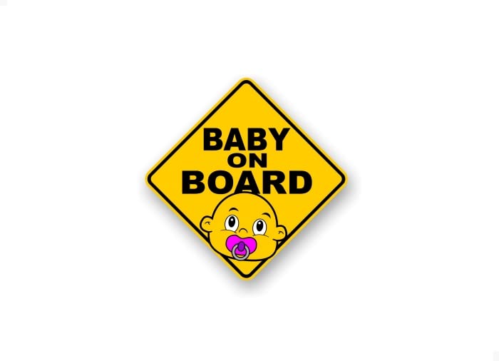 Baby On Board Vinyl Yellow Diamond Decals Car Safety Stickers Cute Design Kids Child Onboard Caution Warning Sign Sticker Decal -Street Legal Decals