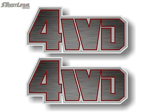 2- 4WD Brushed Print Effect Decals 4x4 Offroad Accessories 4 Wheel Drive Truck Box Lift Kit Graphic Stickers -Street Legal Decals