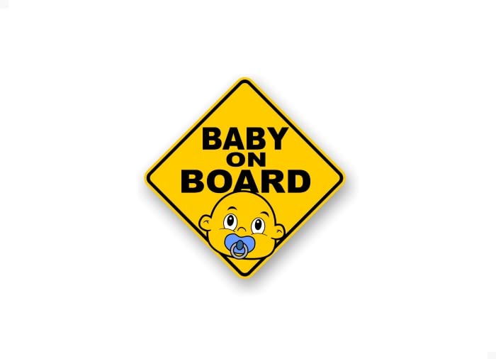 Baby On Board Vinyl Yellow Diamond Decals Car Safety Stickers Cute Design Kids Child Onboard Caution Warning Sign Sticker Decal -Street Legal Decals