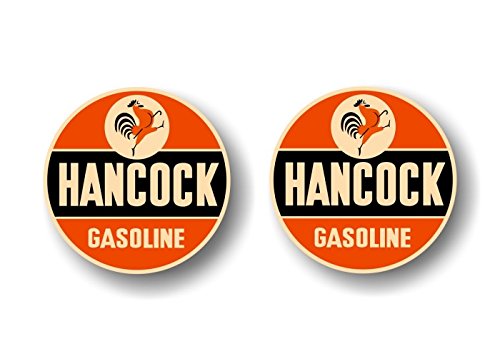 (2) Vintage Hancock Gasoline Antique Gas Pump Decals-Street Legal Decals