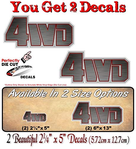 2- 4WD Brushed Print Effect Decals 4x4 Offroad Accessories 4 Wheel Drive Truck Box Lift Kit Graphic Stickers -Street Legal Decals