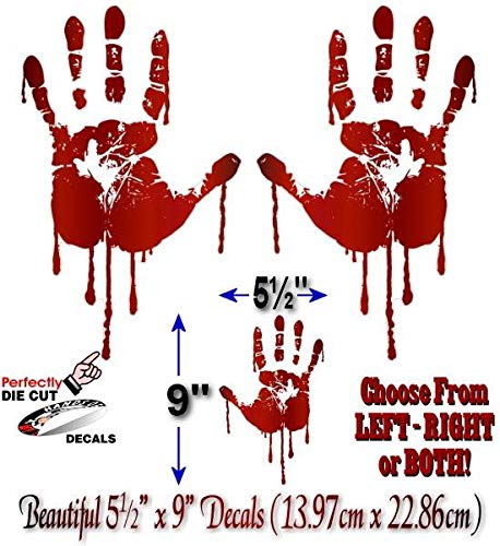 Life Size Bloody Hand Print 9" Decal-Street Legal Decals