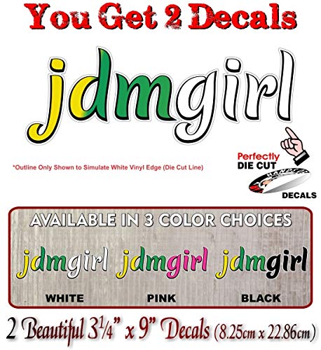 2 JDMGirl Vinyl Graphic 9" Decals Low Rider Cruising JDM Girl Car Ride Stickers -Street Legal Decals