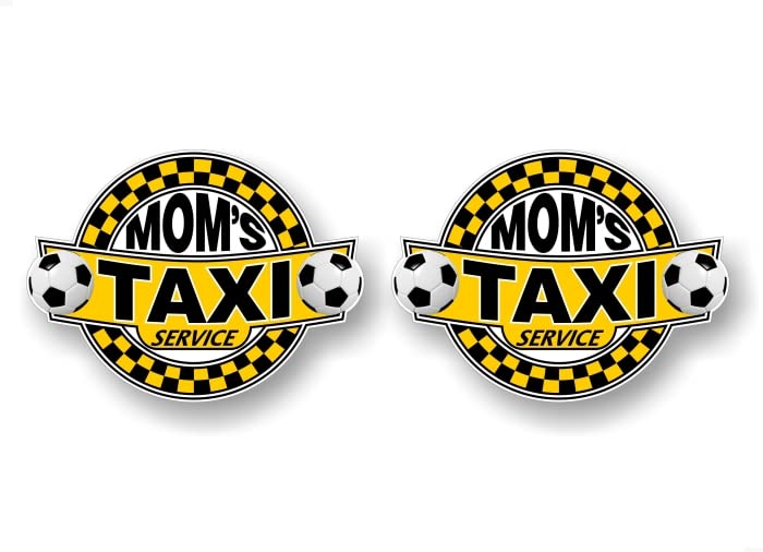 2 Sports Mom Taxi Service 7'' Decal Sport Ride Share Kids Transport Mother SUV Minivan Truck Car Vinyl Sticker -Street Legal Decals