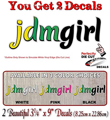 2 JDMGirl Vinyl Graphic 9" Decals Low Rider Cruising JDM Girl Car Ride Stickers -Street Legal Decals