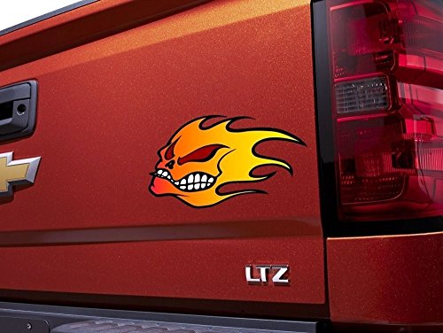 (2) Flaming Skulls 9" Decals-Street Legal Decals