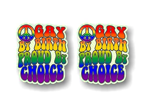 Street Legal Decals Gay by Birth Proud by Choice 60's Design Full Color Vinyl Decal LGBT Pride Gift Rainbow Decal for Gay Lesbian Car Truck Vehicle Sticker -Street Legal Decals