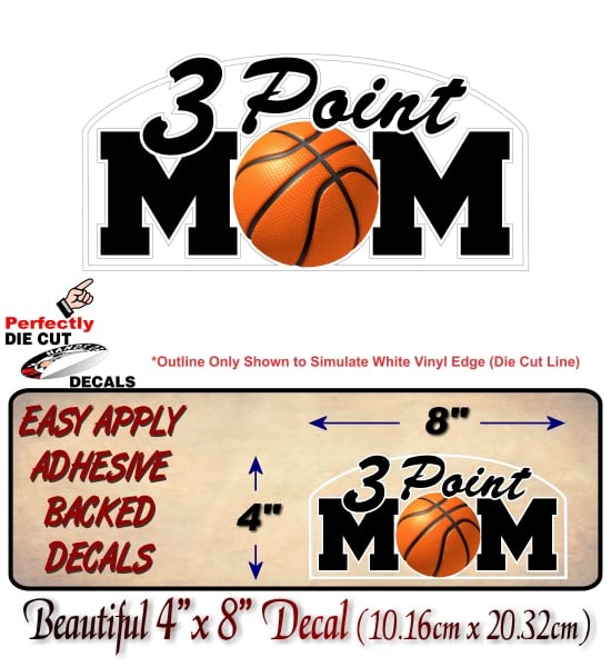 3 Point Basketball MOM Decal 3 and D Pointer Shot Shooting B Ball Sports Vinyl Sticker -Street Legal Decals