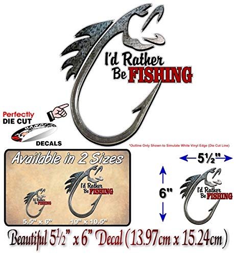 I'd Rather Be Fishing Fish Hook Lure Decals-Street Legal Decals