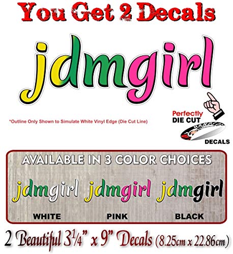 2 JDMGirl Vinyl Graphic 9" Decals Low Rider Cruising JDM Girl Car Ride Stickers -Street Legal Decals