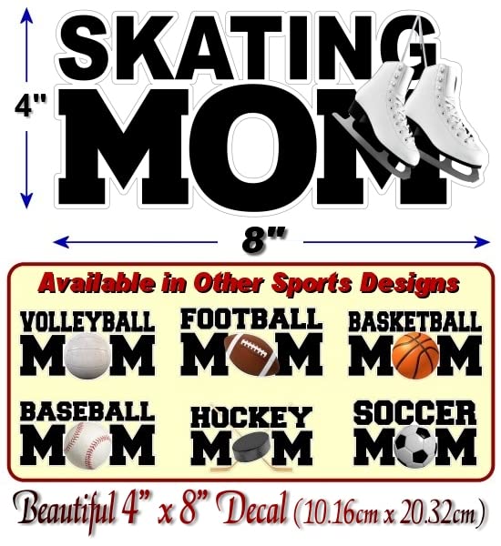 Skating MOM Decal Ice Skate Figure Skate Dancing Speed Skater Skates Sport Mother Vinyl Sticker -Street Legal Decals