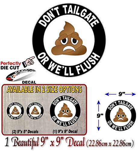 Don't Tailgate or We'll Flush RV Decals Very Cute Poop Cartoon Keep Back Travel Trailer Vinyl Stickers -Street Legal Decals