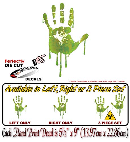 Life Size Radioactive Hand Print 9" Decals-Street Legal Decals