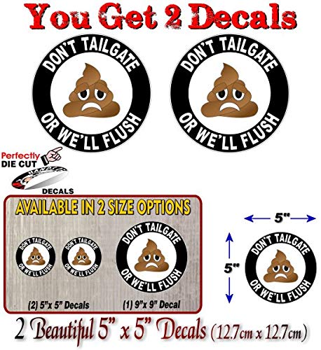 Don't Tailgate or We'll Flush RV Decals Very Cute Poop Cartoon Keep Back Travel Trailer Vinyl Stickers -Street Legal Decals