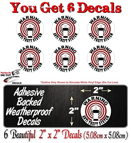 6 Warning Anti Theft System Armed 2'' Decals Car Stereo Amp GPS Alarm Tracking System Vinyl Stickers -Street Legal Decals