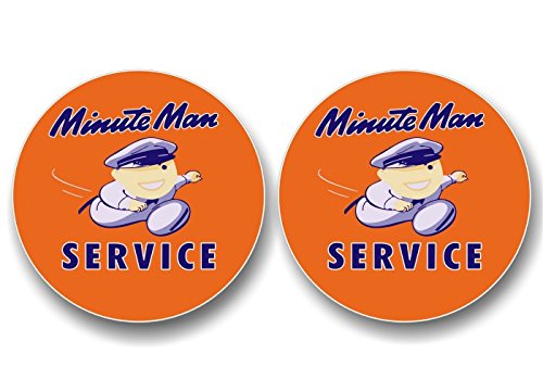 (2) Vintage Minute Man Service Antique Gas Station Decals-Street Legal Decals