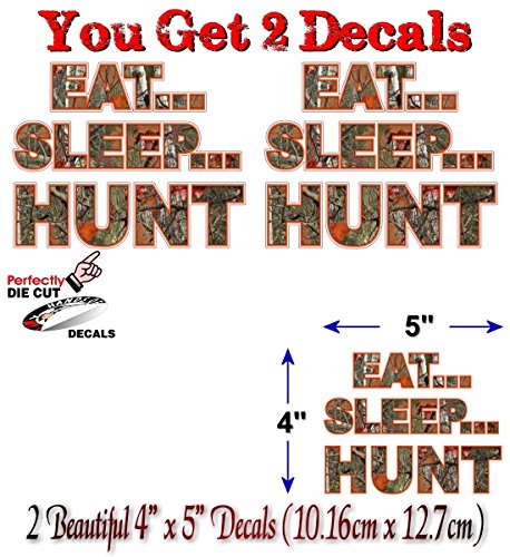 2 EAT Sleep Hunt Vinyl Decals Buck Hunting Gun Arms Rifle Storage Locker Cabinet Safe Decal Stickers -Street Legal Decals