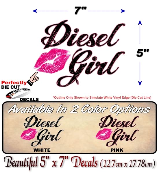 Diesel Girl with a Kiss 7'' Decal Diesel Truck Accessories Chicks JDM Girls Lips 4x4 Cowgirl Off Road Pickup Vinyl Sticker -Street Legal Decals