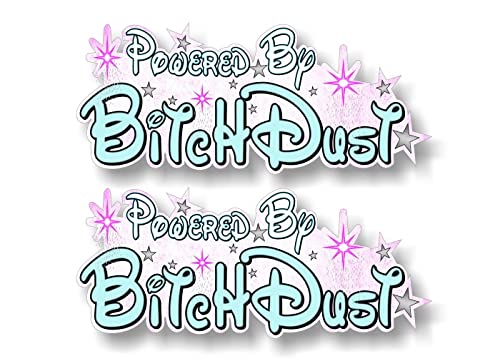 2 Powered by B*TCHDUST 9'' Vinyl Decals Adult Girlfriend Wife Partner Ex On Board Gift Car Sticker Safety Vehicle Minivan SUV Vinyl Sticker -Street Legal Decals