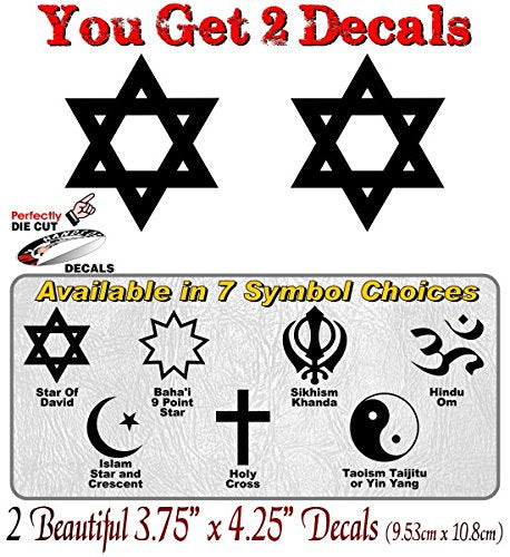 (2) Religious Symbol 4" Decals-Street Legal Decals