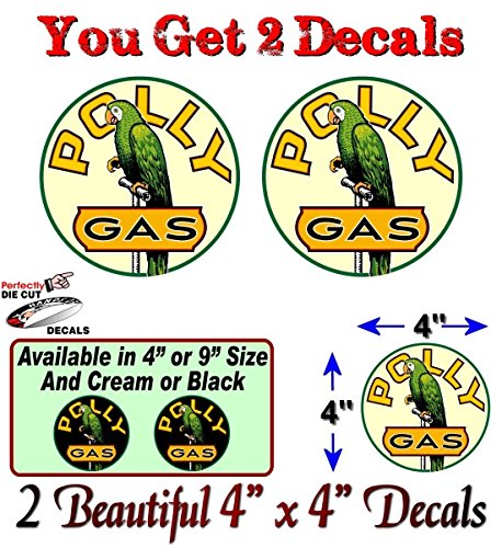(2) Vintage Polly Gasoline CREAM Gas Pump Decals-Street Legal Decals