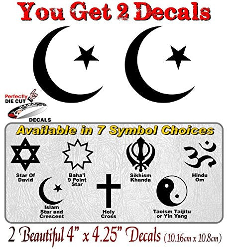 (2) Religious Symbol 4" Decals-Street Legal Decals