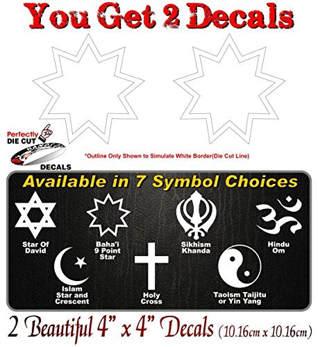 (2) Religious Symbol 4" Decals-Street Legal Decals