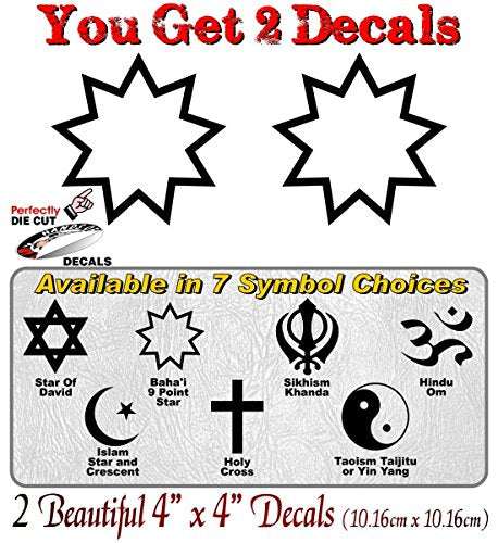 (2) Religious Symbol 4" Decals-Street Legal Decals