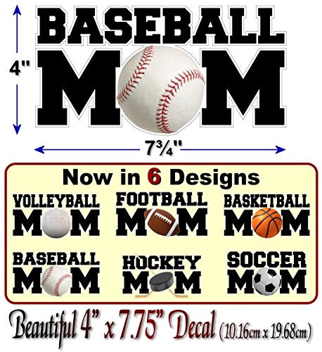 Sports MOM Decal Soccer Football Hockey Volleyball Basketball Baseball Softball Sports Vinyl Sticker -Street Legal Decals