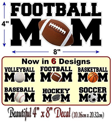 Sports MOM Decal Soccer Football Hockey Volleyball Basketball Baseball Softball Sports Vinyl Sticker -Street Legal Decals