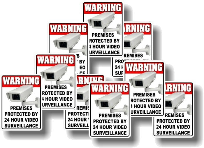 (3) Warning 24 Hour Video Surveillance Decals -Street Legal Decals