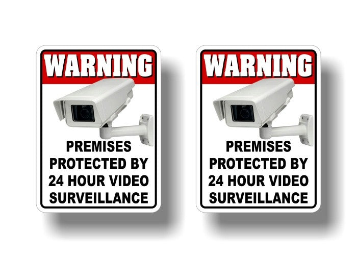 (3) Warning 24 Hour Video Surveillance Decals -Street Legal Decals