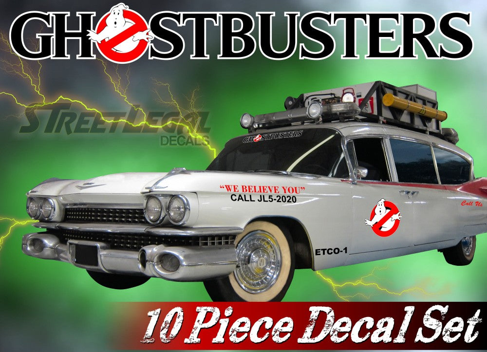 10 Piece GHOSTBUSTERS ECTO-1 Vehicle Decals Halloween Ghost Prop Vinyl Car Decal Set -Street Legal Decals