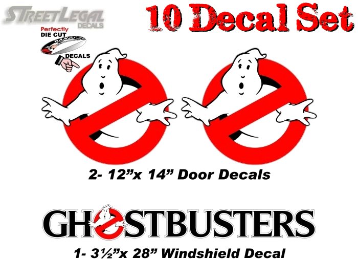 10 Piece GHOSTBUSTERS ECTO-1 Vehicle Decals Halloween Ghost Prop Vinyl Car Decal Set -Street Legal Decals