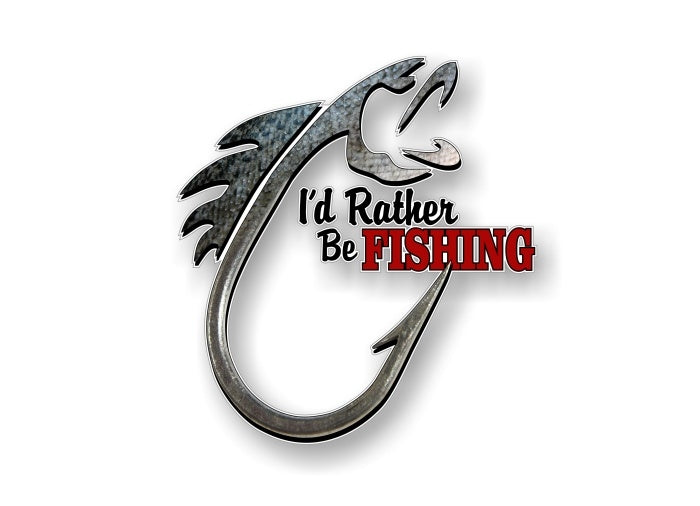 I'd Rather Be Fishing Fish Hook Lure Decals -Street Legal Decals