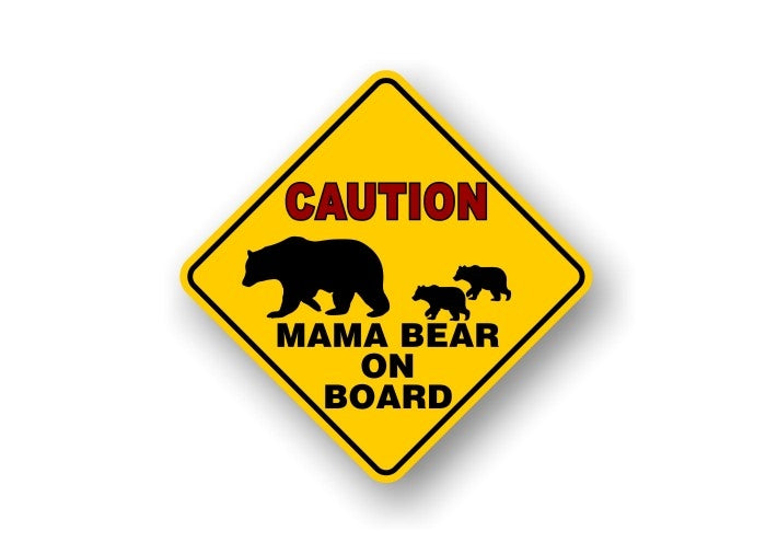 Mama Bear on Board Yellow Diamond Decals -Street Legal Decals