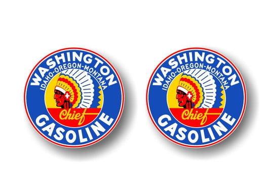 (2) Vintage Washington Chief Gasoline Decals -Street Legal Decals